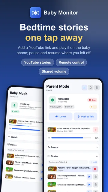 Stories and lullabies played on the baby phone